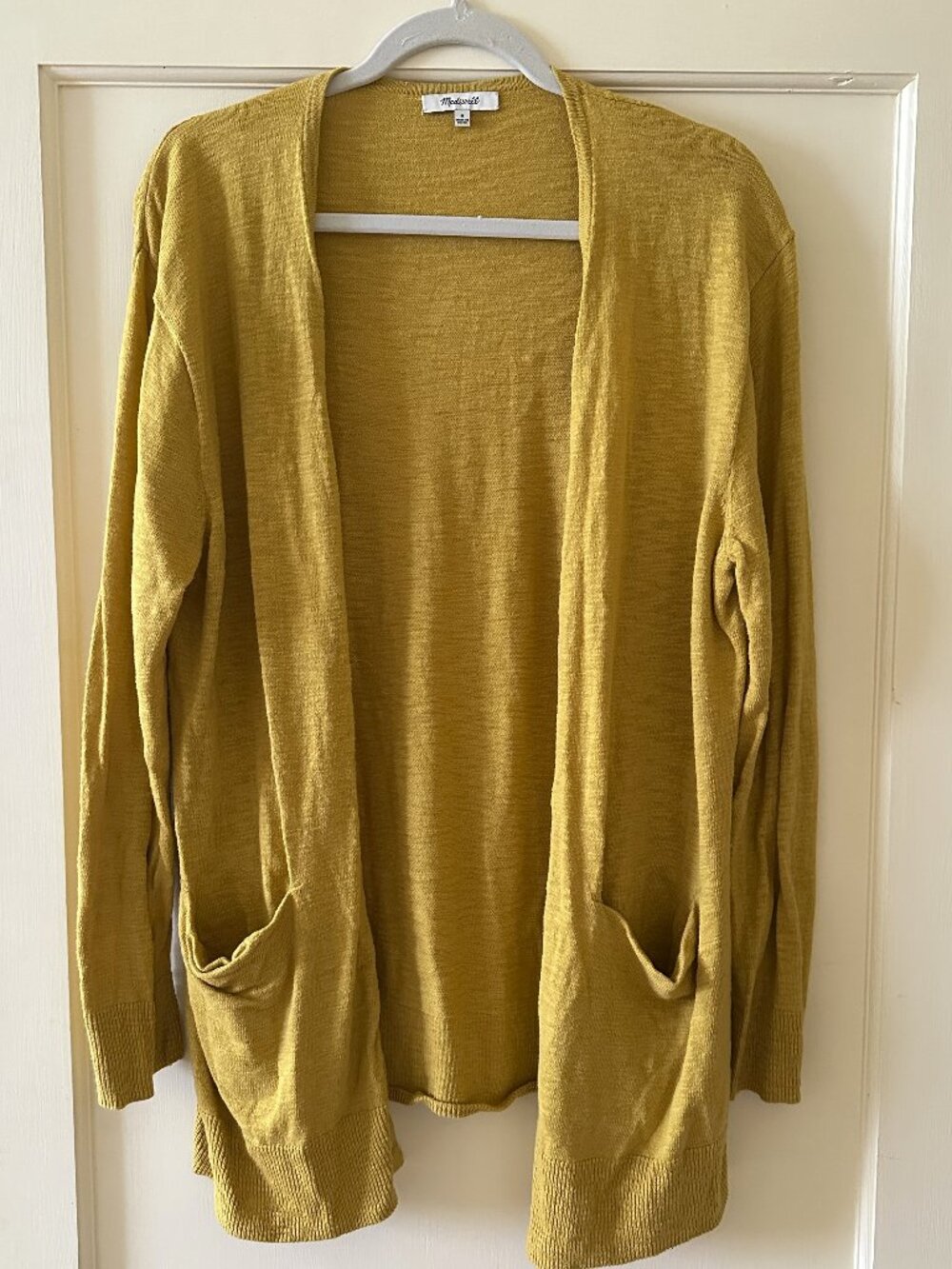 Madewell Womens Medium Lightweight Cardigan Mustard Cotton Blend Sweater